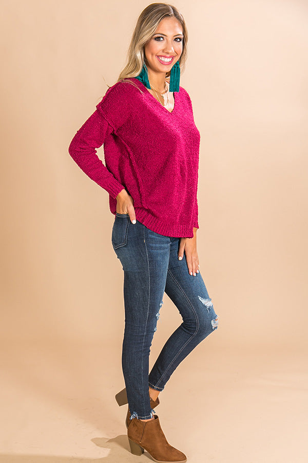 Cappuccino Calling Shift Sweater in Sangria Image - 3