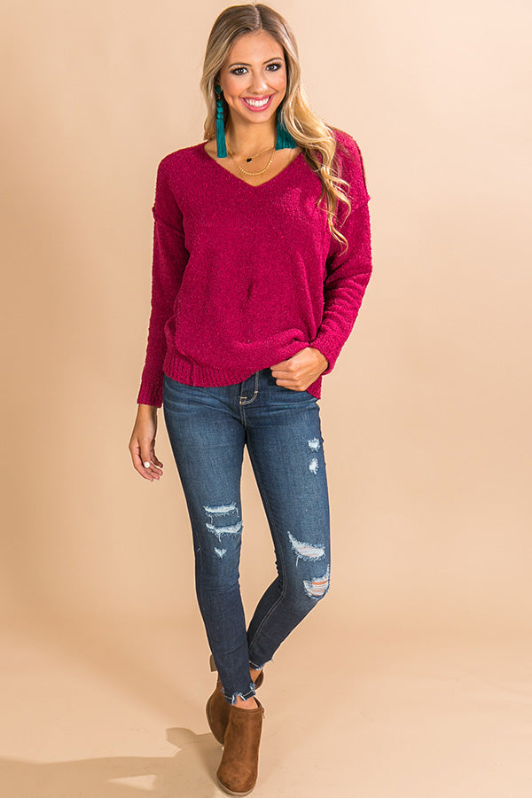 Cappuccino Calling Shift Sweater in Sangria