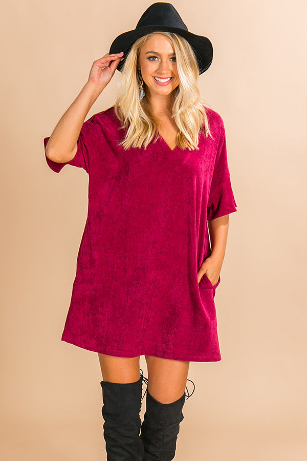 Take A Chance Corduroy Shift Dress in Wine Image - 2