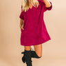 Take A Chance Corduroy Shift Dress in Wine Image - 1