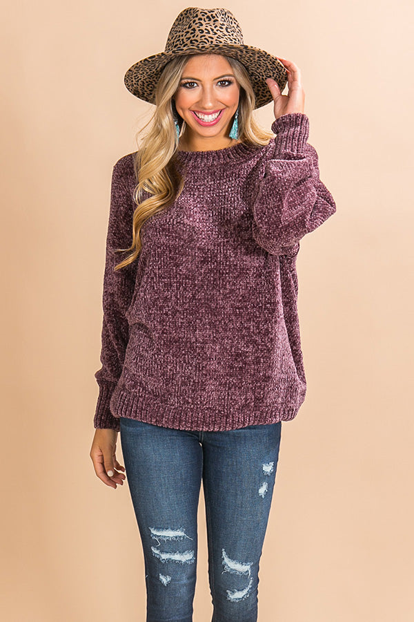 Champagne and Cuddles Chenille Sweater in Royal Plum Image - 1