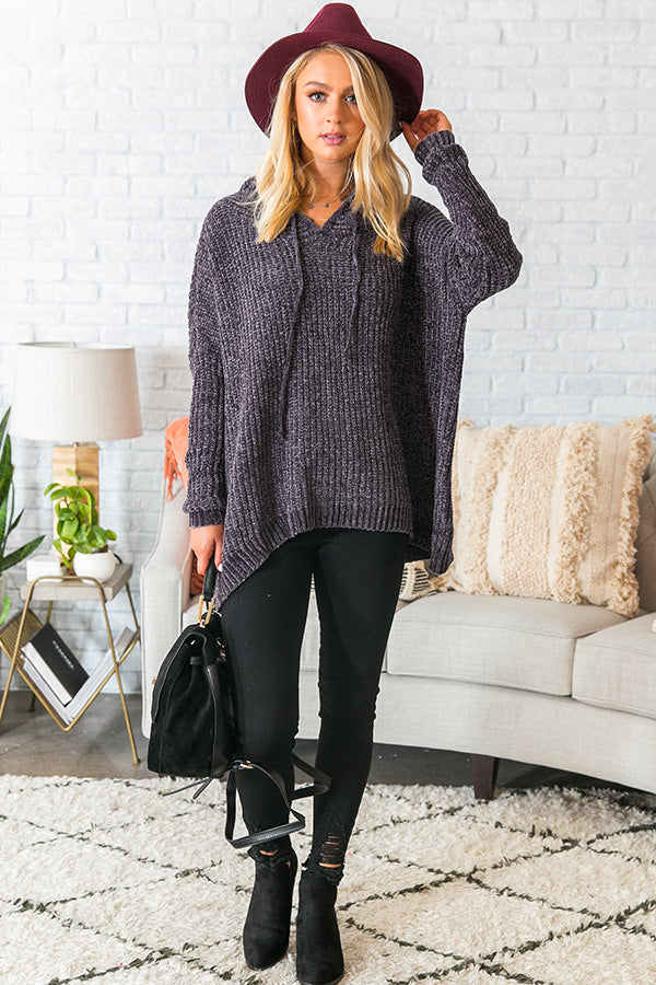 S'more Fall Please Chenille Sweater In Charcoal