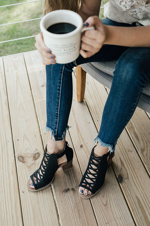 The Adrianna Peep Toe Bootie in Black Image - 2