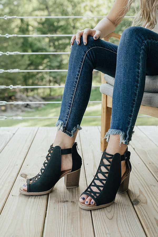 The Adrianna Peep Toe Bootie in Black Image - 1