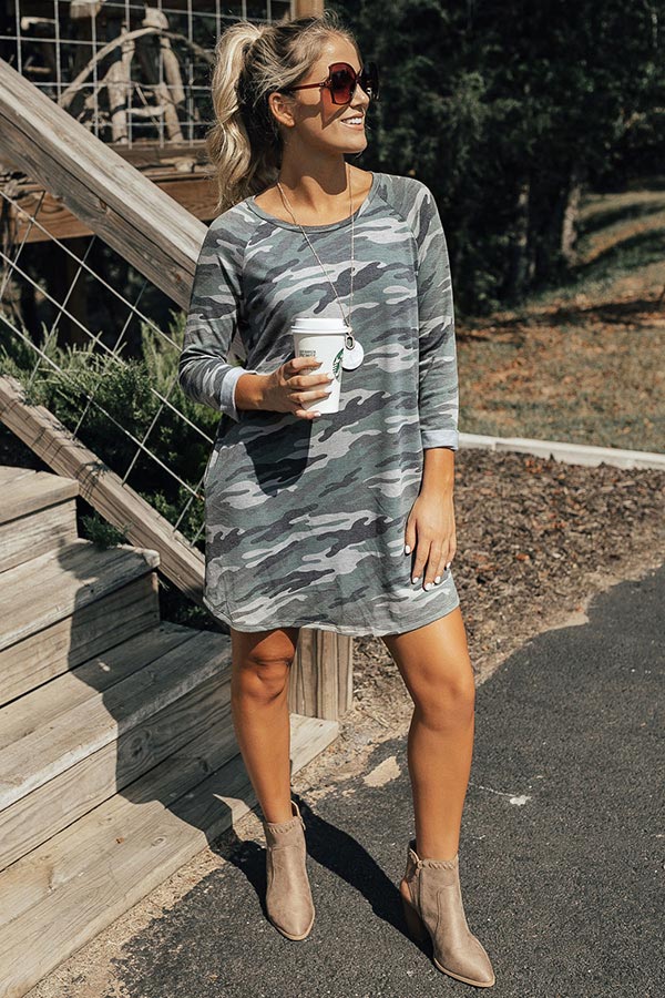 Wine And Chill Camo T-Shirt Dress Image - 2