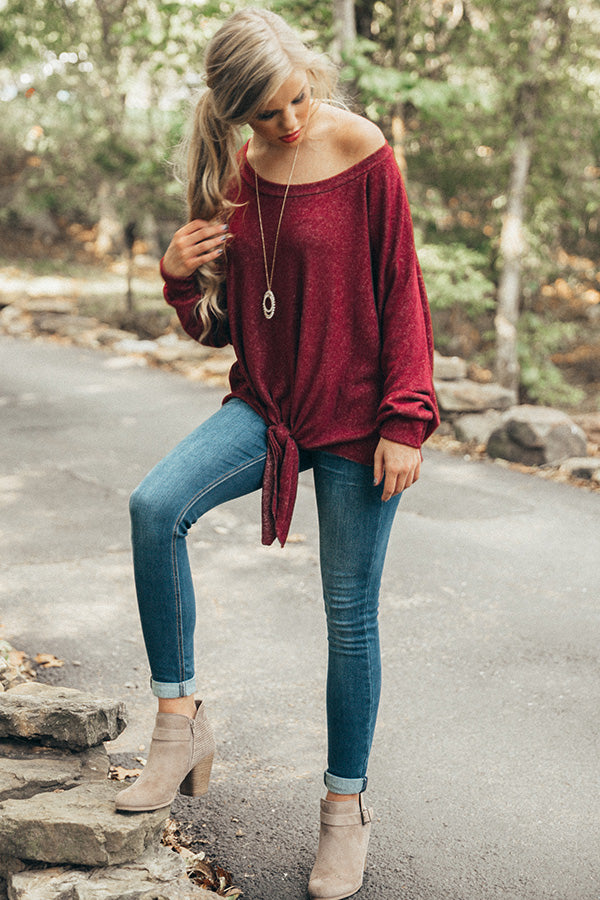 Layover In London Tie Top In Wine Image - 3