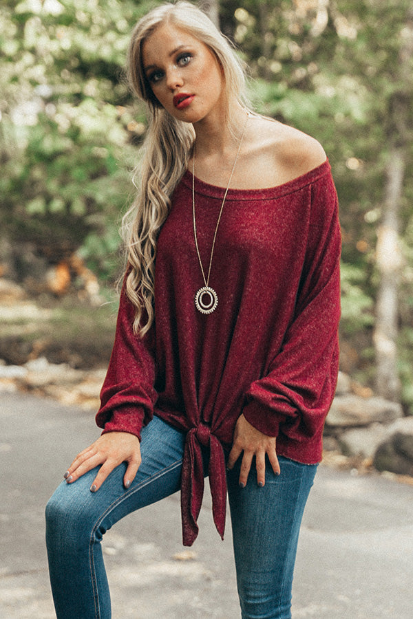 Layover In London Tie Top In Wine Image - 2