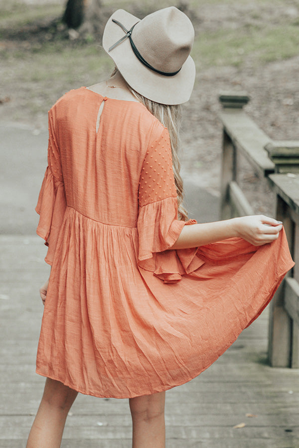 Secret To Happiness Embroidered Shift Dress in Rust Image - 5