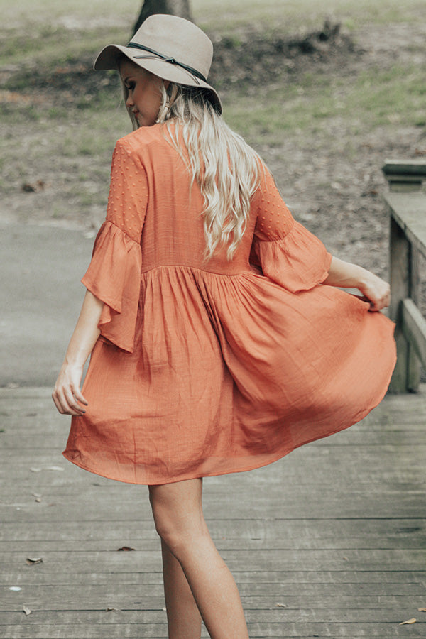 Secret To Happiness Embroidered Shift Dress in Rust Image - 3