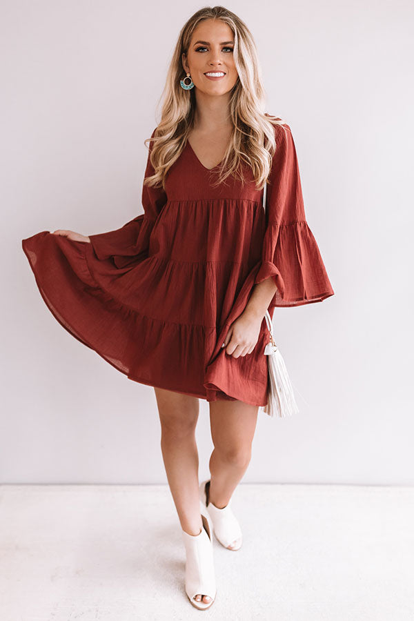 Sunrise Sippin' Babydoll Dress in Aurora Red Image - 2