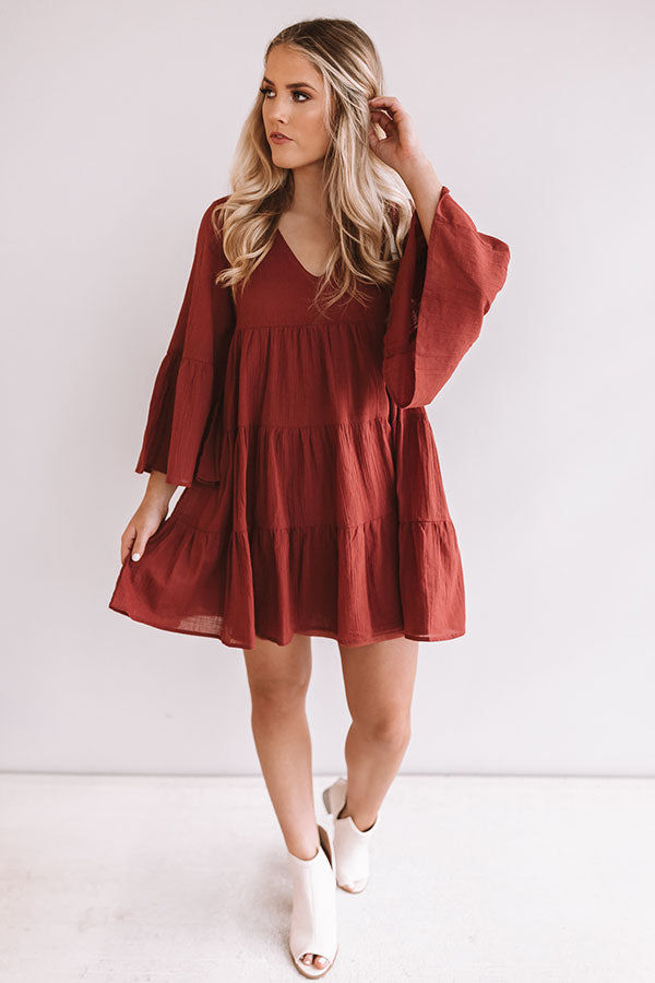 Sunrise Sippin' Babydoll Dress in Aurora Red Image - 3