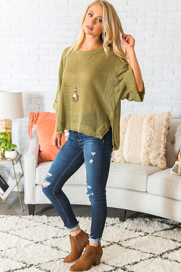 Brunch At The Cabin Shift Top In Sage