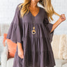 Sunrise Sippin' Babydoll Dress in Charcoal Image - 1