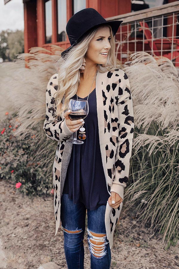 Spotted In Manhattan Leopard Cardigan in Cream Image - 1