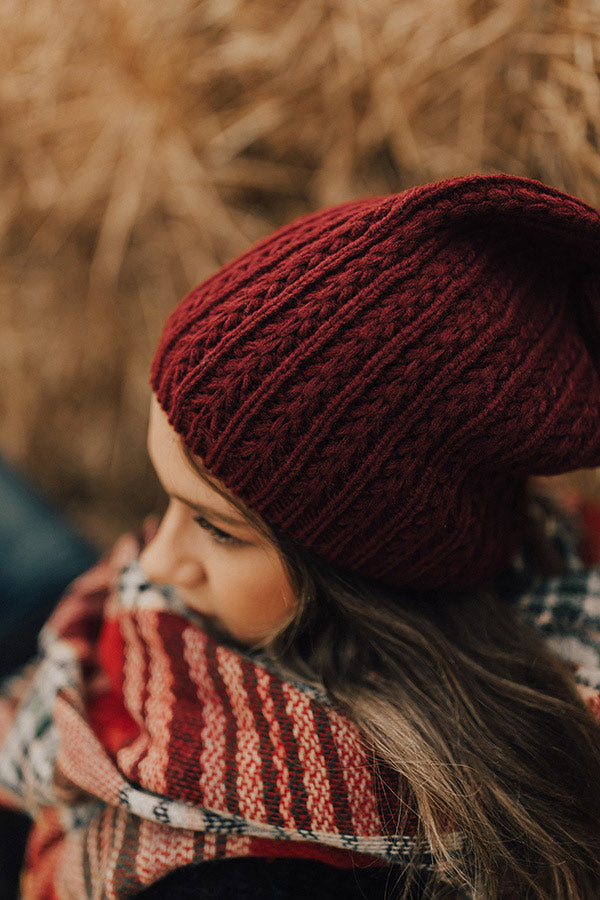 Starry Skies Knit Beanie in Wine Image - 1