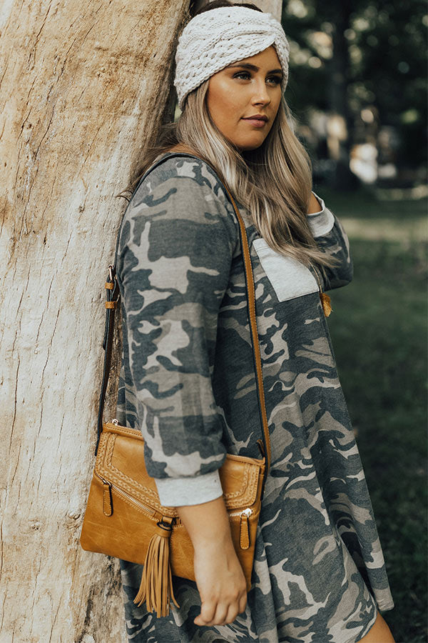 Own The Spotlight Camo Shift Dress Curves Image - 2