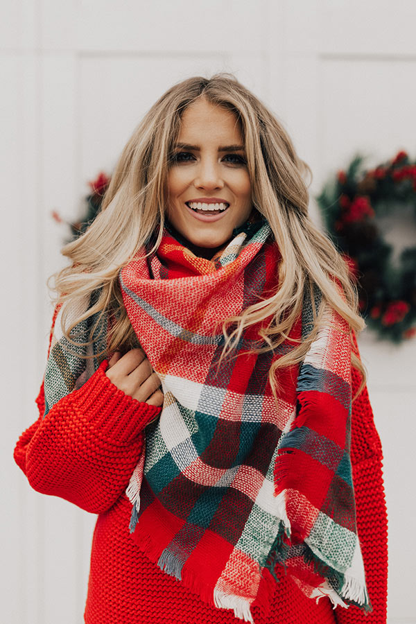 Sips And Slopes Blanket Scarf In Red Image - 2