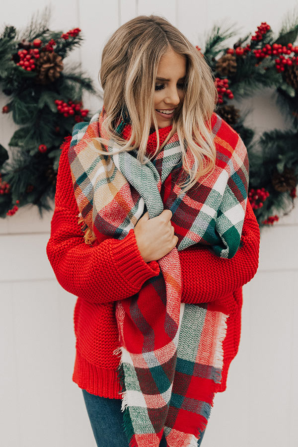 Sips And Slopes Blanket Scarf In Red Image - 1