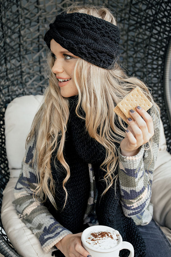 Cabin Couture Knit Headband in Black