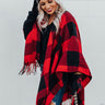 Manhattan Mornings Buffalo Check Poncho in Red Image - 1