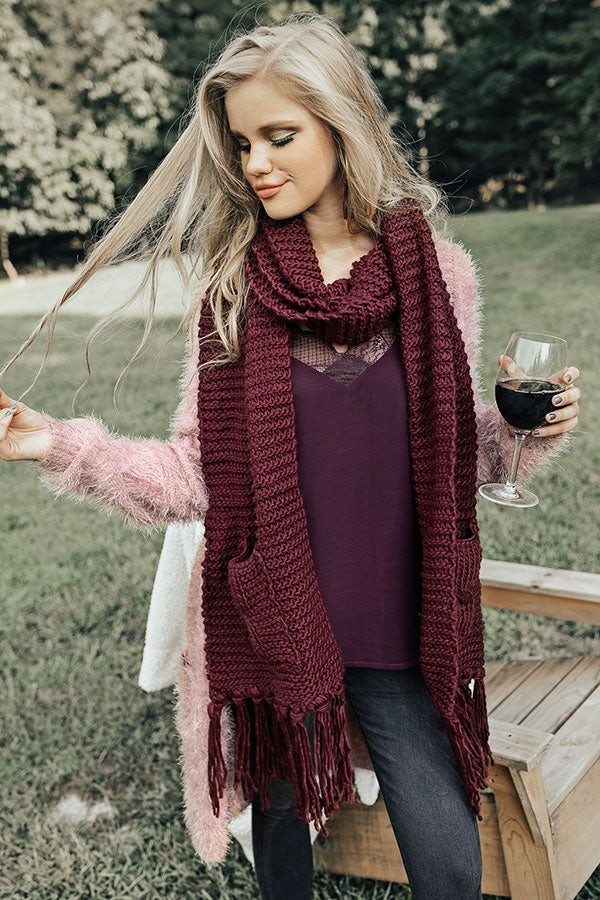 Savvy in the City Knit Scarf in Wine