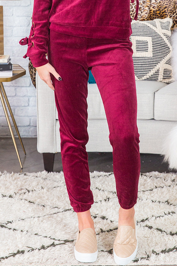Hot Cocoa & Cuddles Velour Pants In Wine Image - 2
