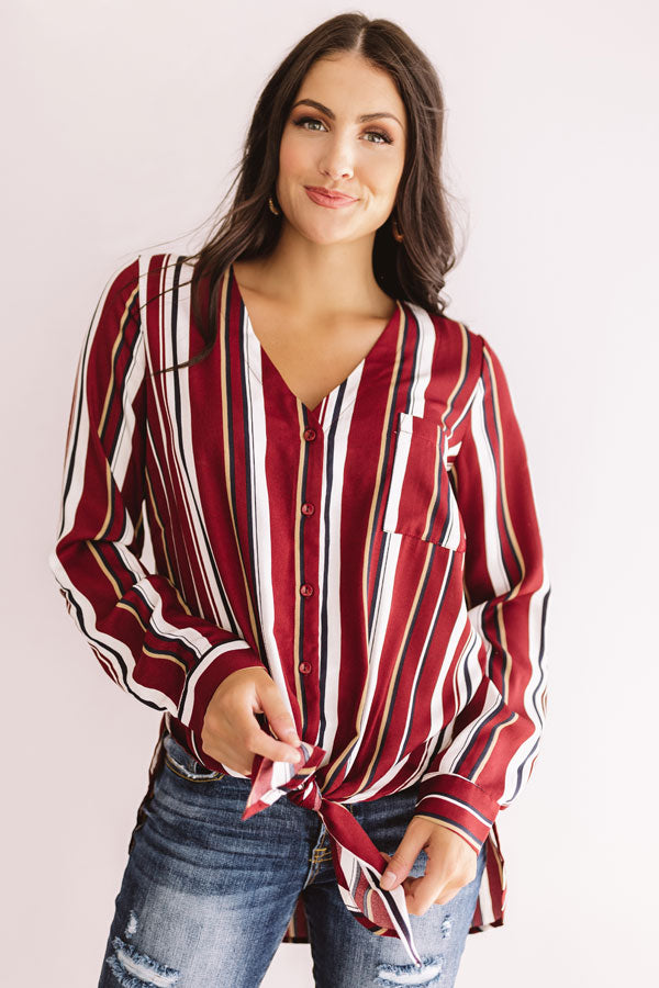 First Flight To Paris Tie Top in Wine Image - 3