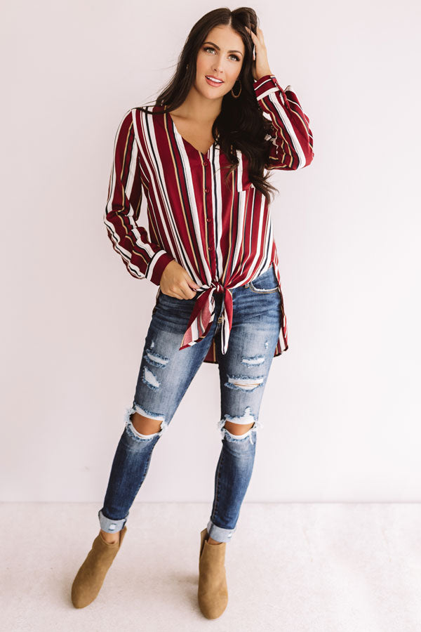 First Flight To Paris Tie Top in Wine Image - 1