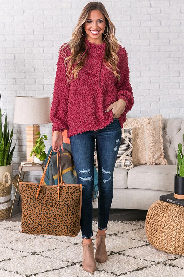 Cuddle Up And Get Cozy Hoodie In Sangria Image - 2