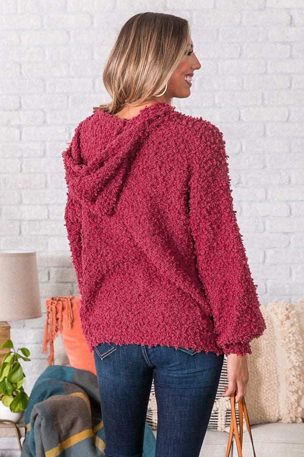 Cuddle Up And Get Cozy Hoodie In Sangria Image - 4