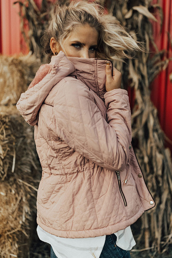Ski Lessons Quilted Jacket in Blush Image - 2