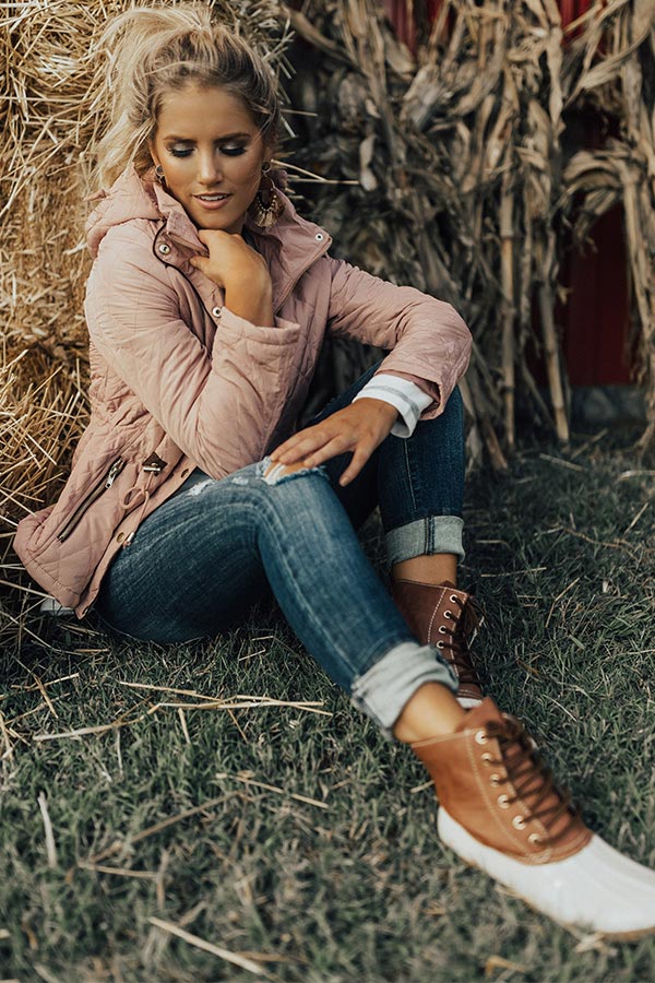 Ski Lessons Quilted Jacket in Blush Image - 3