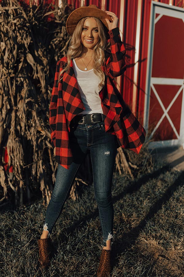 Cali Cuddles Buffalo Check Cardigan Image - 2