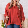 Livin' Luxe Shift Top in Aurora Red Curves Image - 1