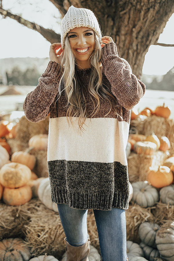 So Snuggled Up Chenille Sweater In Chocolate Image - 1