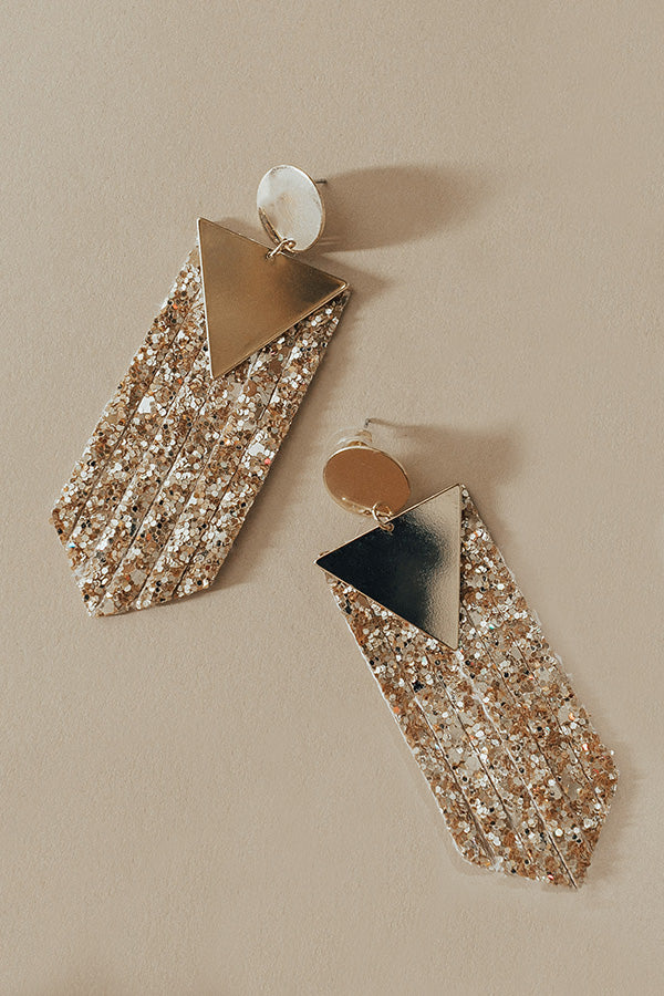 Ultimate Fringe-Ship Glitter Earrings In Gold