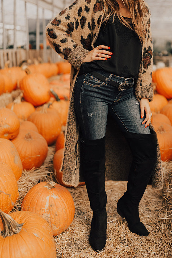 The Clara Over The Knee Faux Suede Boot in Black Image - 4