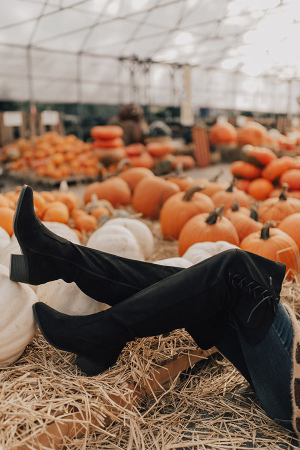The Clara Over The Knee Faux Suede Boot in Black Image - 5