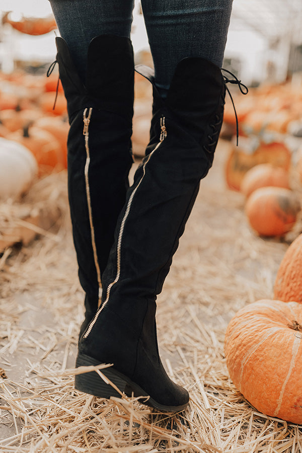 The Clara Over The Knee Faux Suede Boot in Black Image - 3