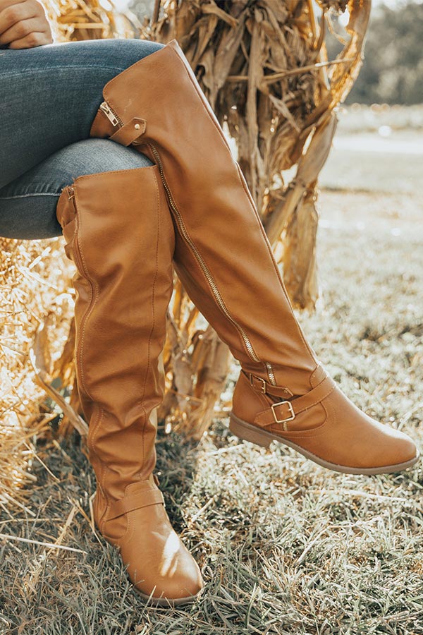 The April Faux Leather Knee High Boot in Maple