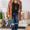 Cappuccino Crushing Faux Suede Jacket In Tan Curves Image - 1