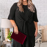 Find Me On The Dance Floor Front Tie Dress in Black Curves Image - 1