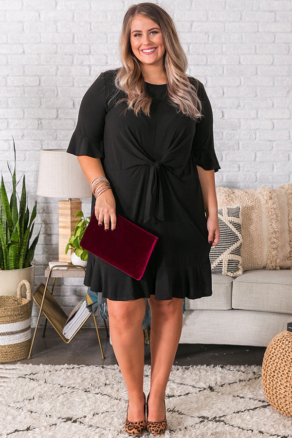 Find Me On The Dance Floor Front Tie Dress in Black Curves Image - 2