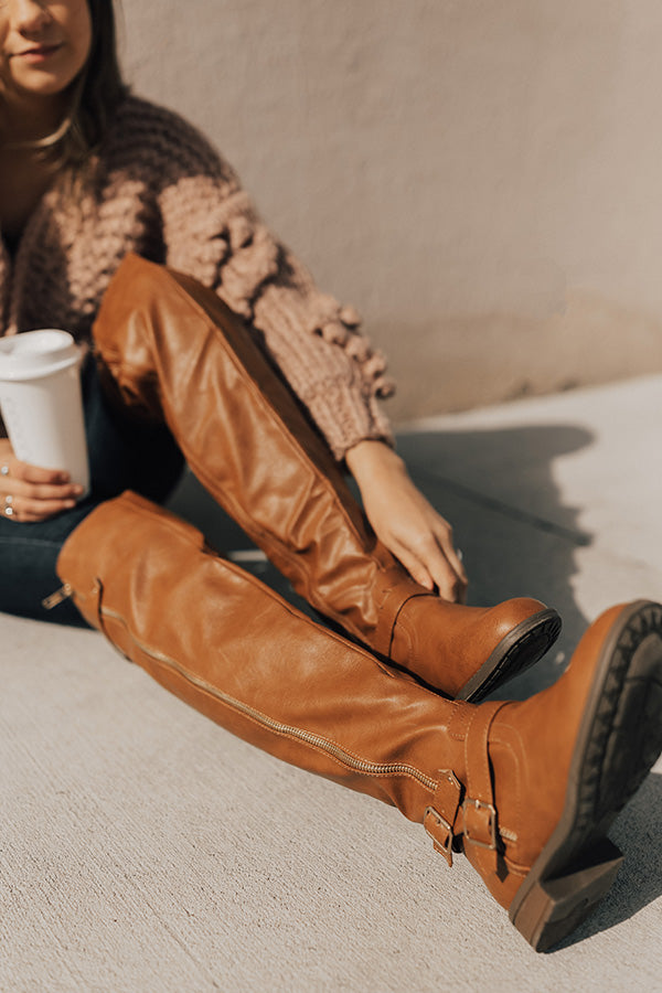 The Angie Faux Leather Knee High Boot in Brown Image - 3