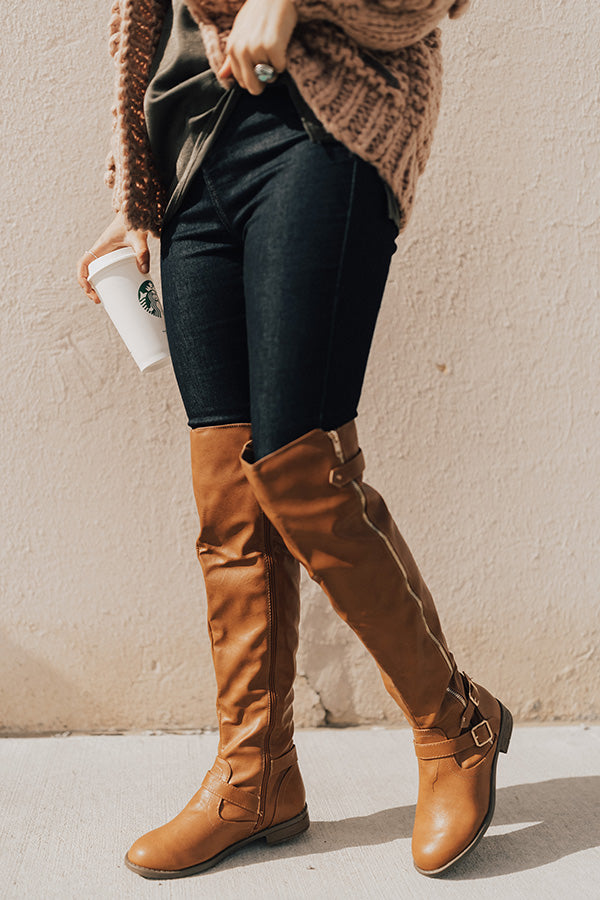 The Angie Faux Leather Knee High Boot in Brown Image - 1