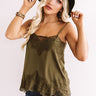 New York Nights Satin Tank in Olive Image - 1