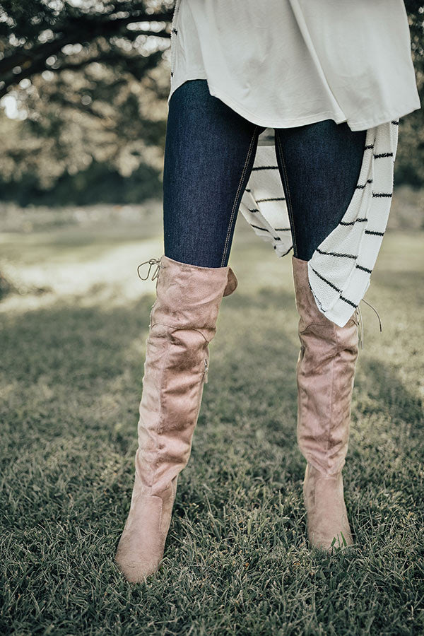 The Clara Over The Knee Faux Suede Boot in Taupe