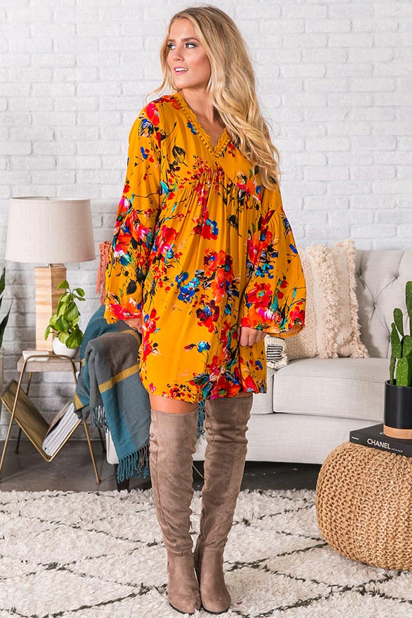 Endlessly Lovely Babydoll Dress In Mustard Image - 1