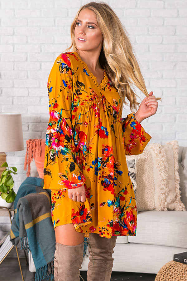 Endlessly Lovely Babydoll Dress In Mustard Image - 2