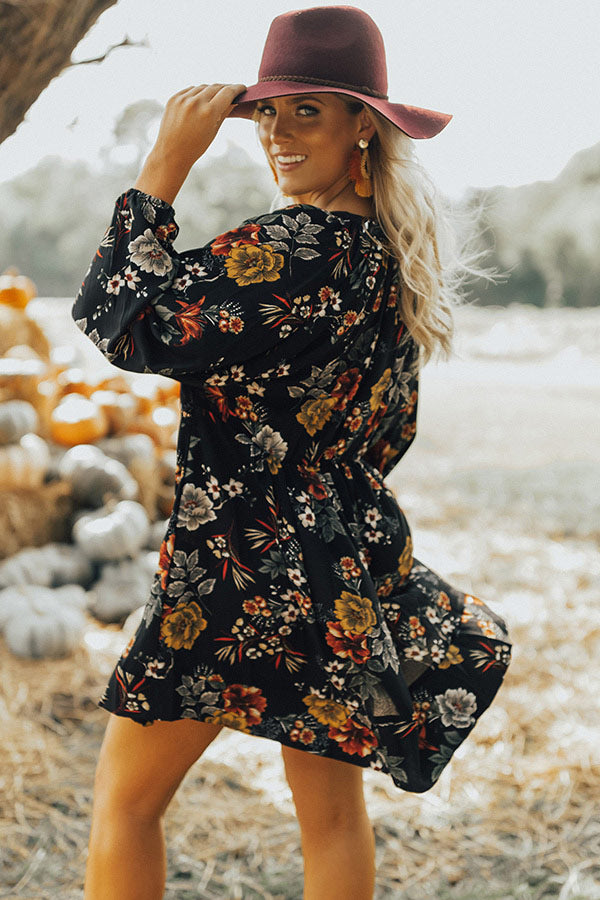Harvest Happiness Floral Shift Dress In Black Image - 4